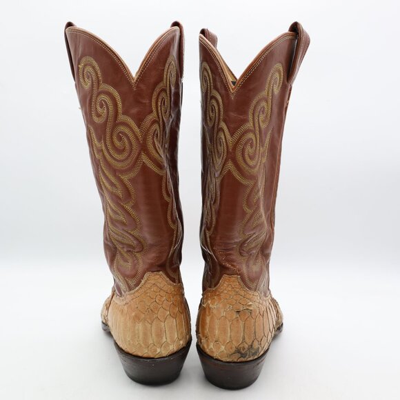 Tony Lama 8113 Exotic Python Brown Label Men's Size 8 D Western Cowboy Boots - Picture 6 of 14